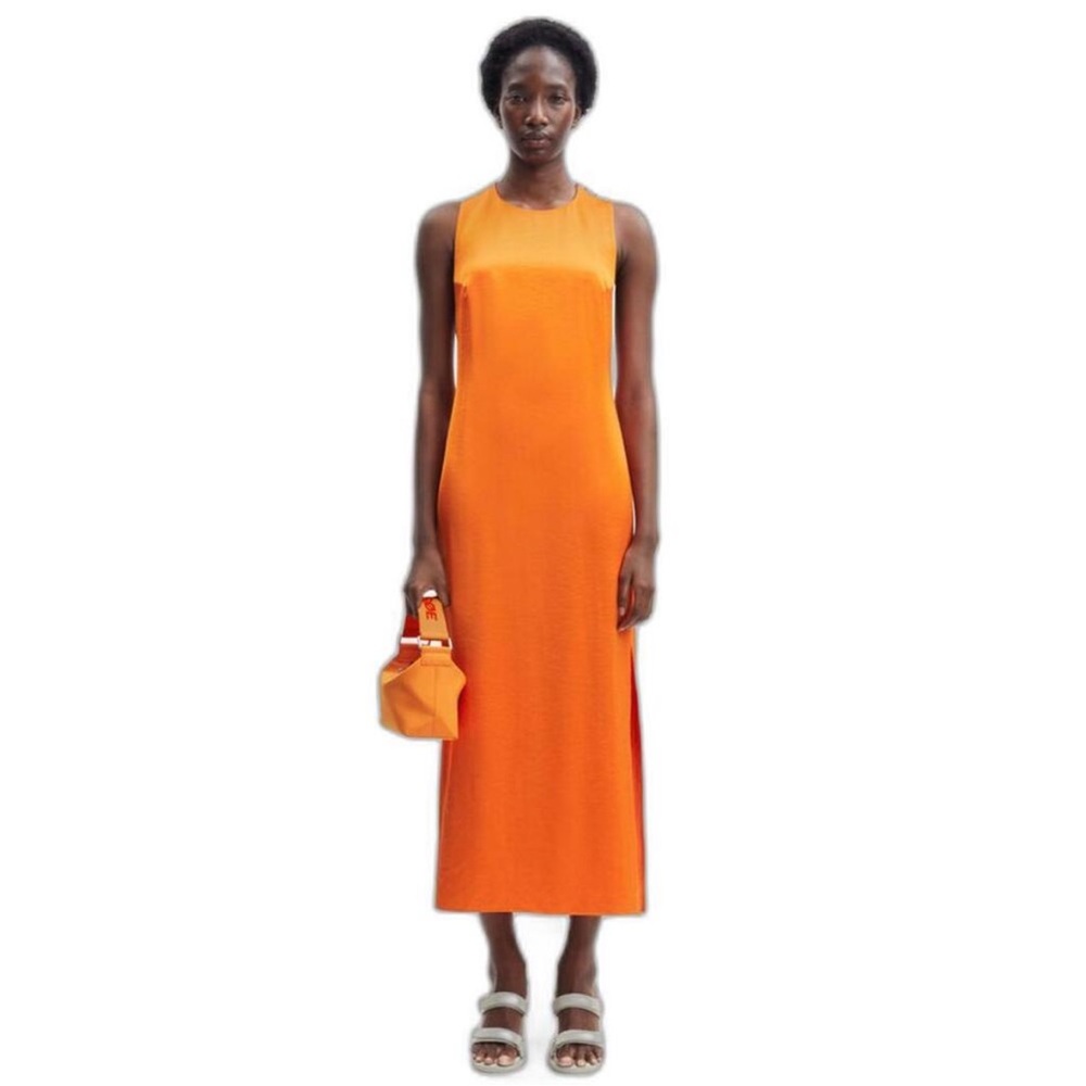 SAMSOE Vibrant Orange Ellie Midi Dress
